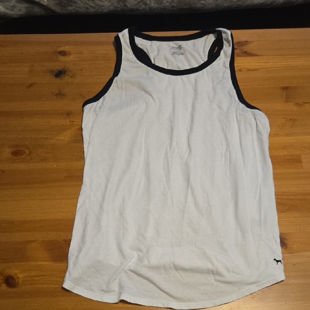 PINK Victoria's Secret White Tank with Black Trim